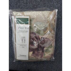 Croscill Chambord Pole Top Drapery 82x84" Purple Rose Floral Lined 2 Panels